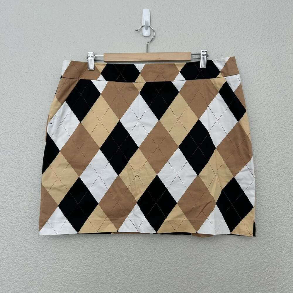 Loudmouth Ladies Golf Skort Size 16 Argyle Print Side Zip Pockets